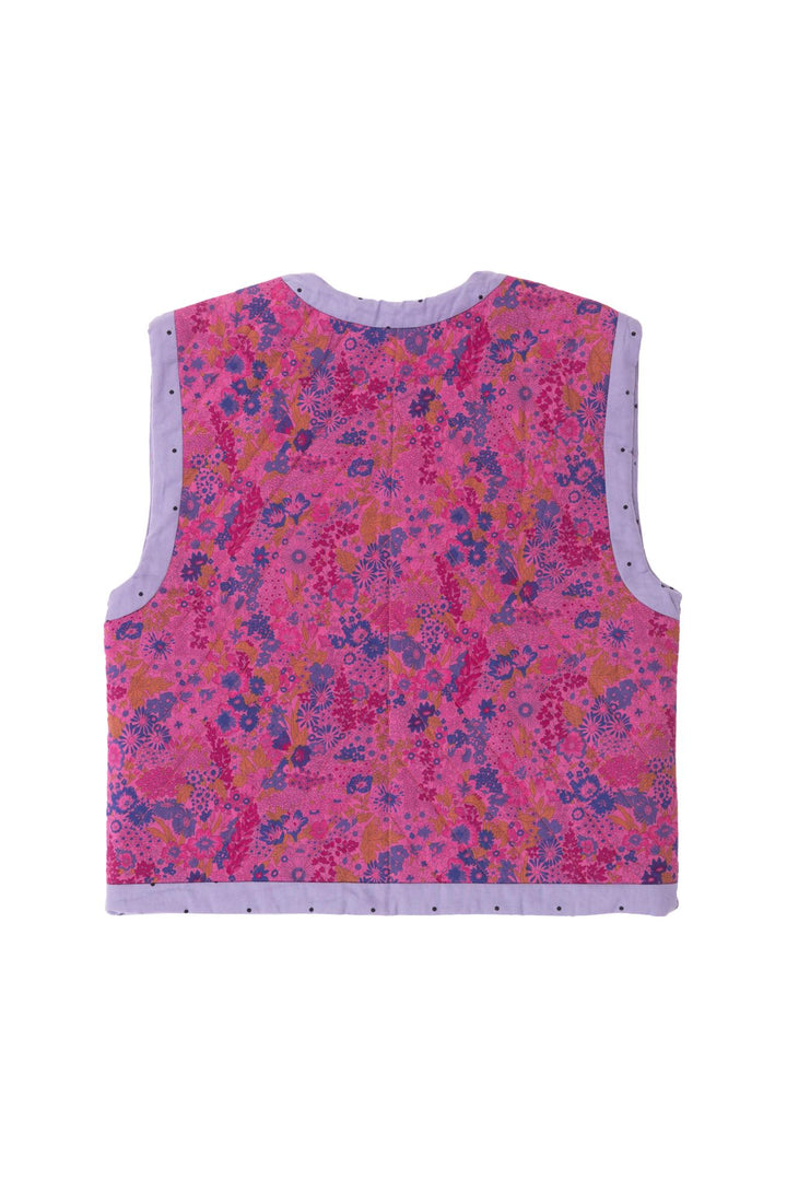 Reversible Quilted Kids Vest - Fuchsia Liberty Fabric