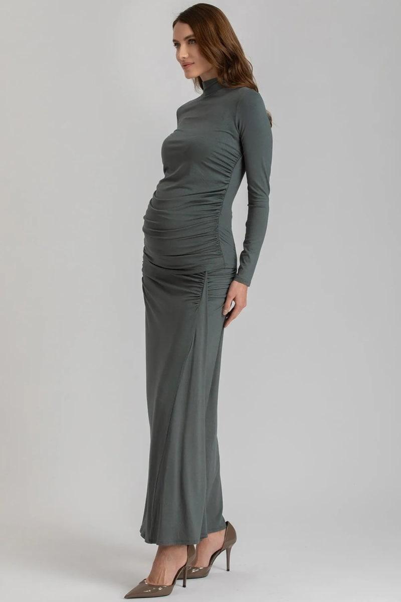 NIKE Maxi Maternity Skirt With Side Ruching In Soft Bamboo Jersey - Deep Teal
