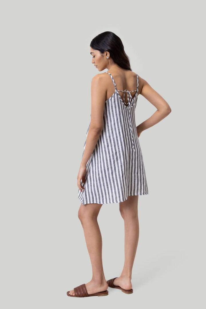 Short Tent Dress - Striped Linen