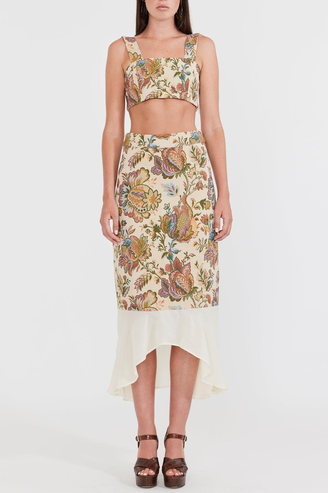 Christy Bra Top - Rainbow Floral Jacquard