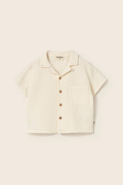 Soft Gauze Cotton Baby Shirt - Ivory