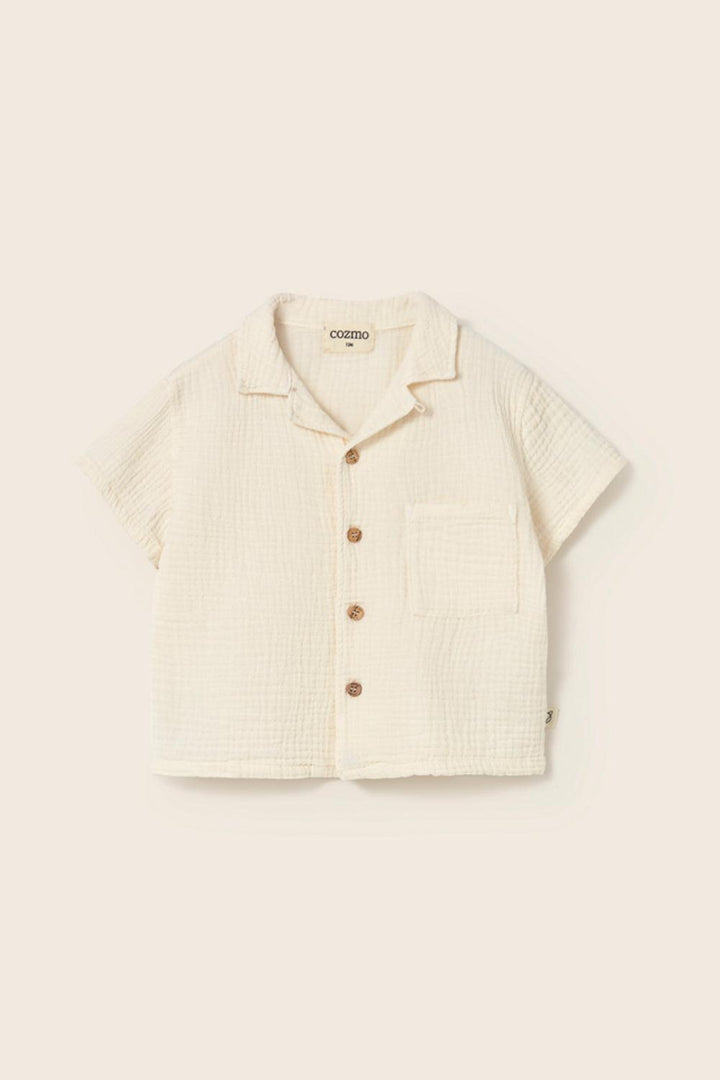Soft Gauze Cotton Baby Shirt - Ivory