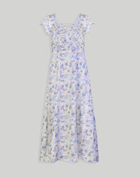 Ruched Dress - Blue Remixed Florals