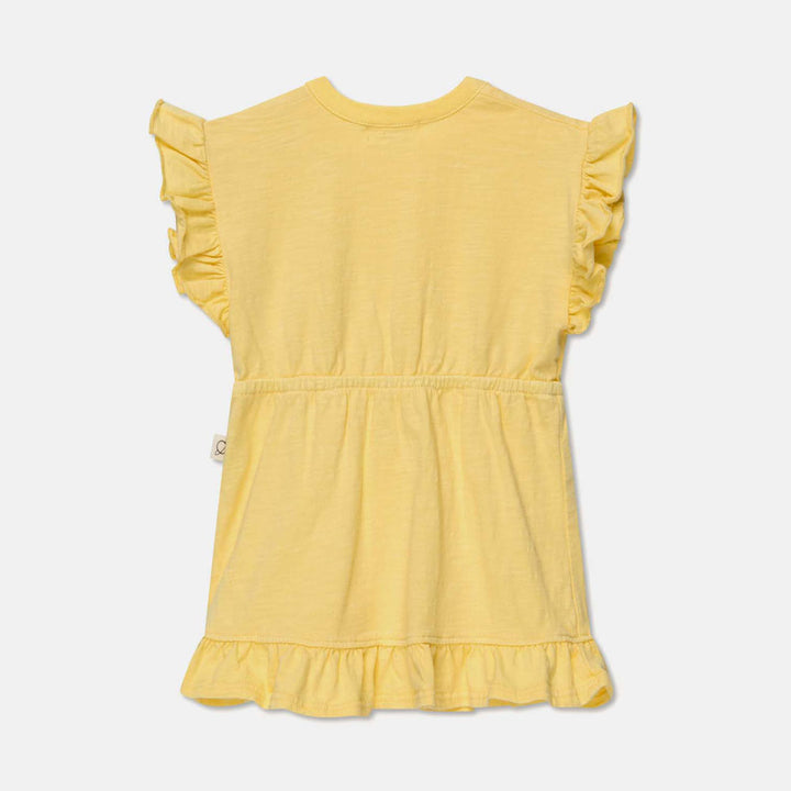 Slub Ruffle Dress - Yellow