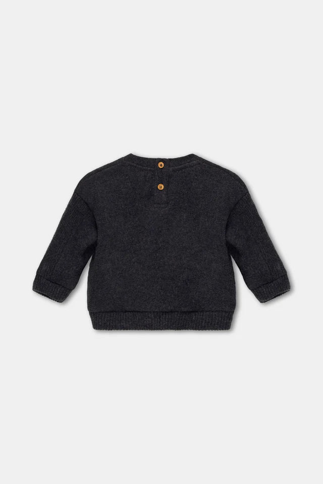 Dark grey organic knit baby sweater - Dark grey