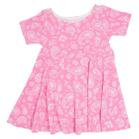 Swirly Girl Short Sleeve Dress - Paisley Pink