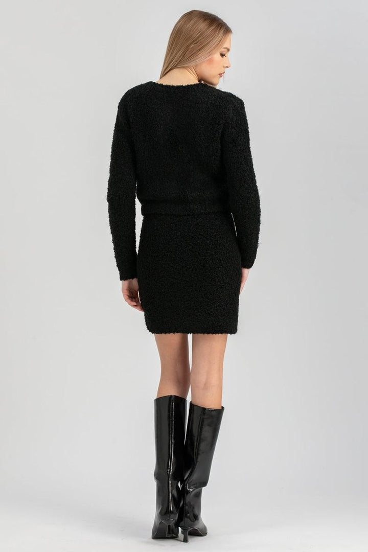 COURCHEVEL Maternity Cardigan In Bouclé Knit - Black