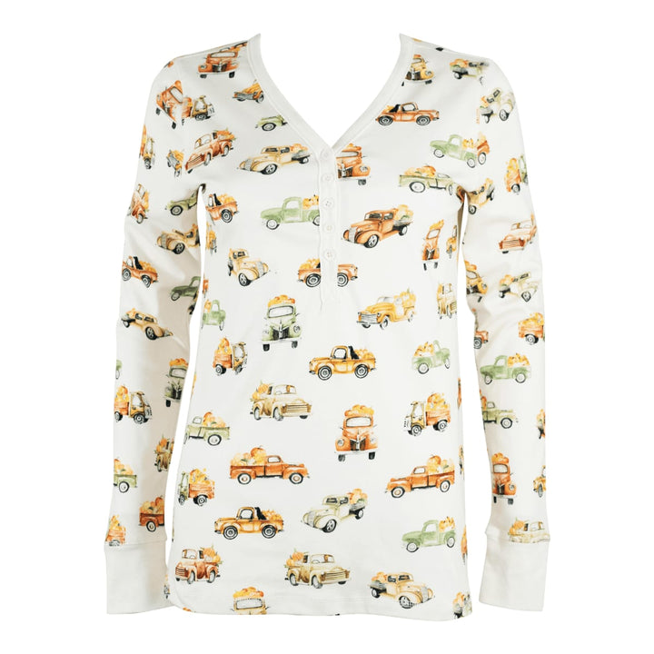 Women's Jogger/Henley Pajama Set - Pumpkin Trucks