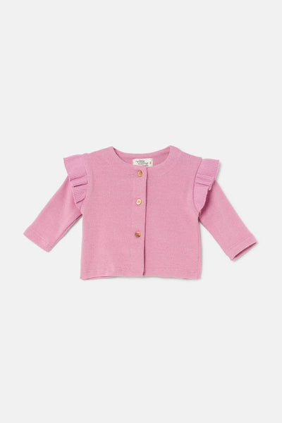 Soft Knit Flounce Baby Jacket - Pink