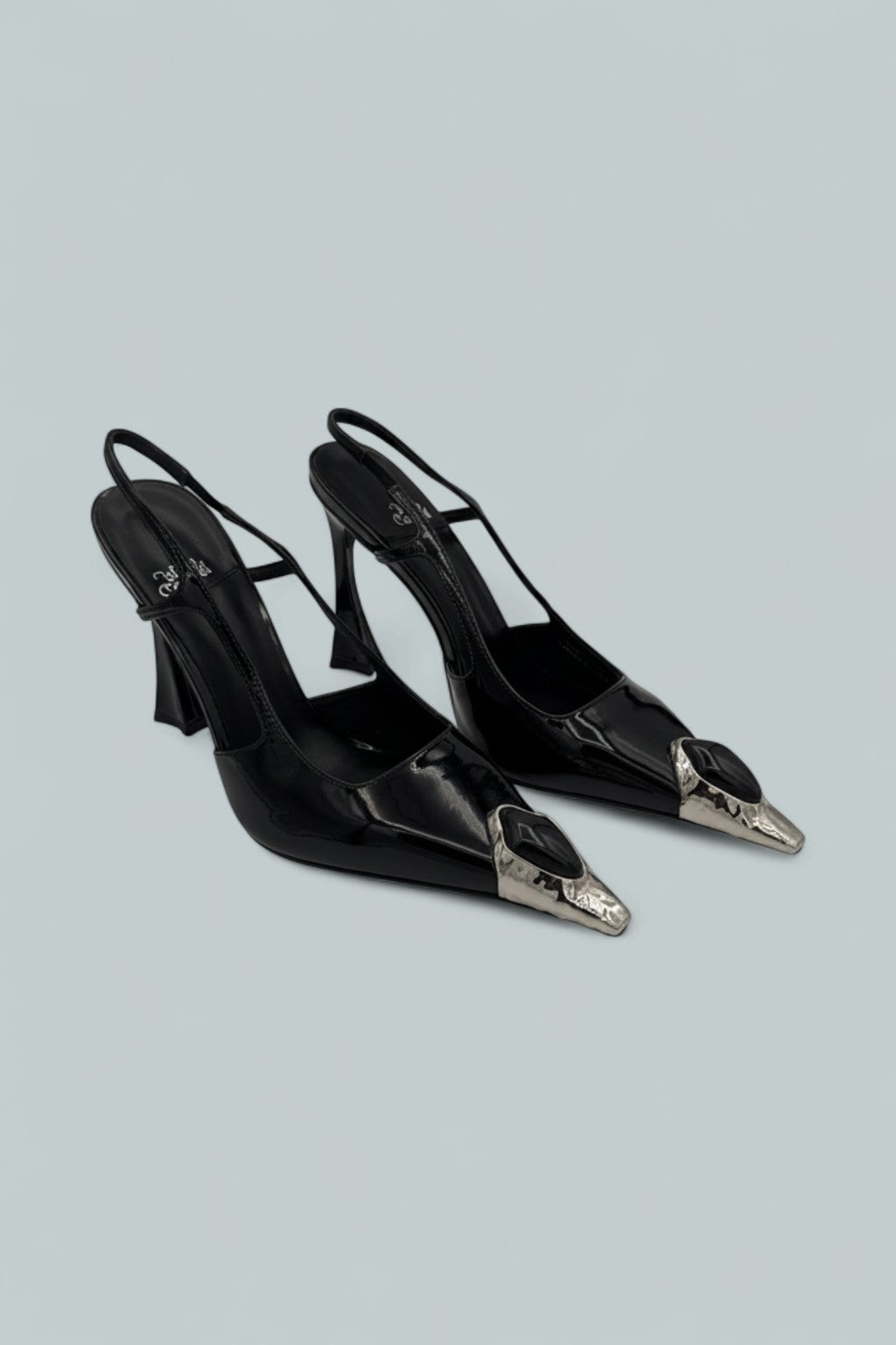 Women's Sorcerer Novelty Slingback Pumps - Black Patent Silver Black