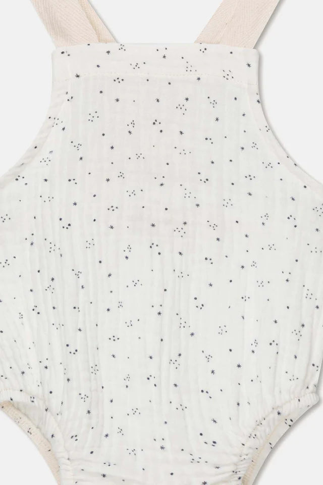 Gauze star-print baby romper - Ivory