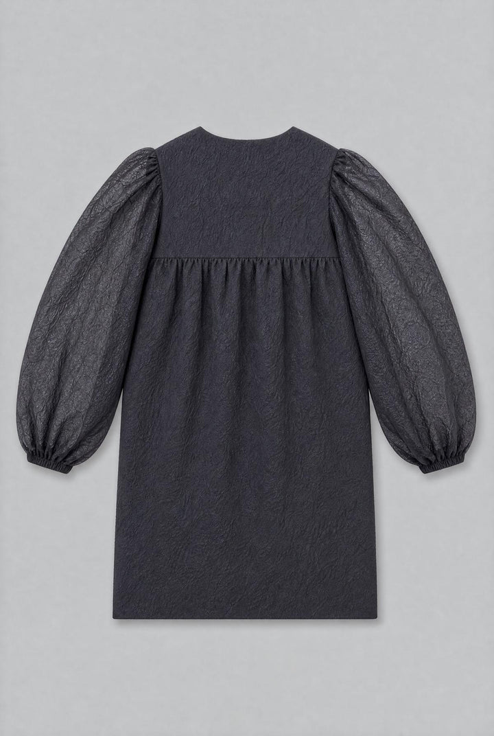 Organza Bow Mini Dress - Black
