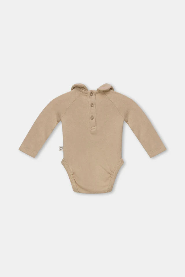 Recycled collared baby bodysuit - Stone