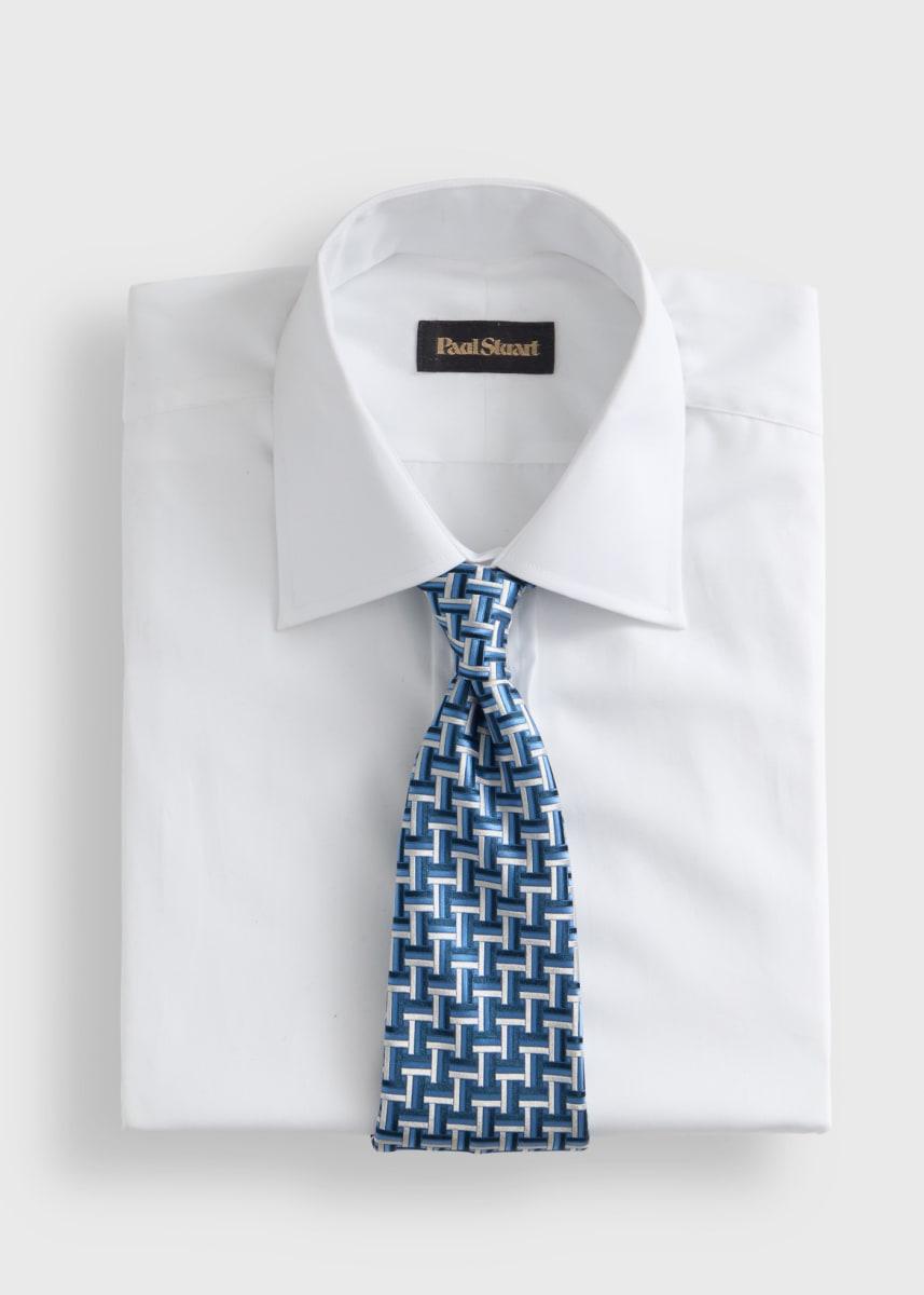 Woven Silk Basketweave Tie - Light Blue