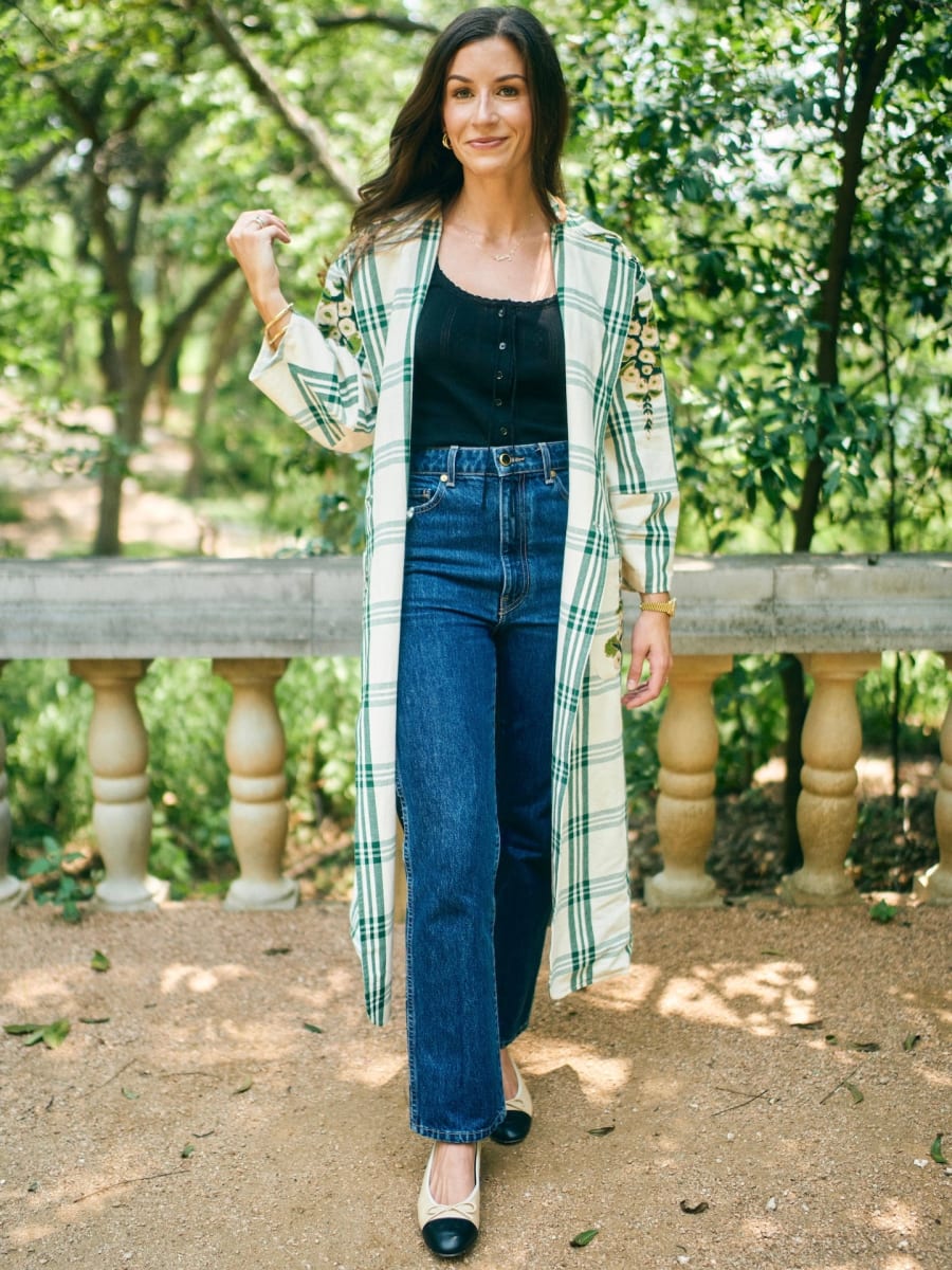 Melly Jacket x McKenzie DePinto - Cream Green Plaid With Larsen Floral