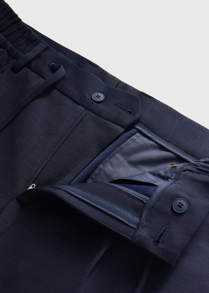 Wool Blend Tech Drawstring Pant - Navy