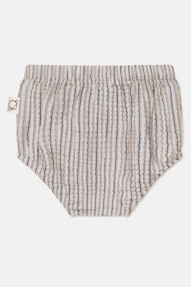 Gauze stripe baby bloomers - Soft grey