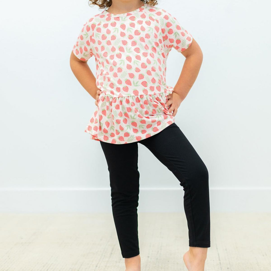 Ruffle Bottom Tee - Strawberry Basil