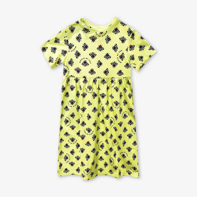 Long printed dress "bee lovers" anise