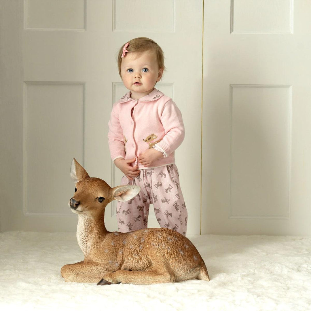 Polka Dot Fawn One Piece Footie - Pink