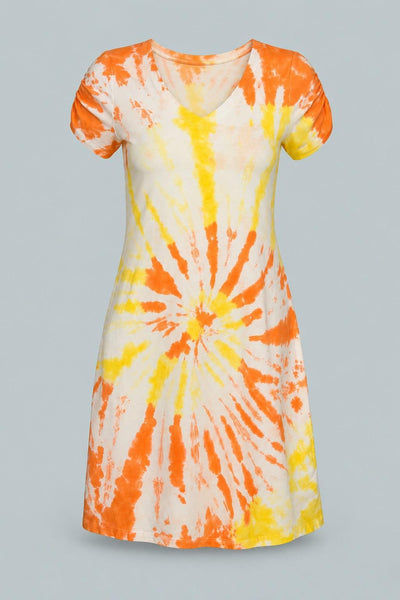 Women's Ruched Sleeve Dress - Yellow