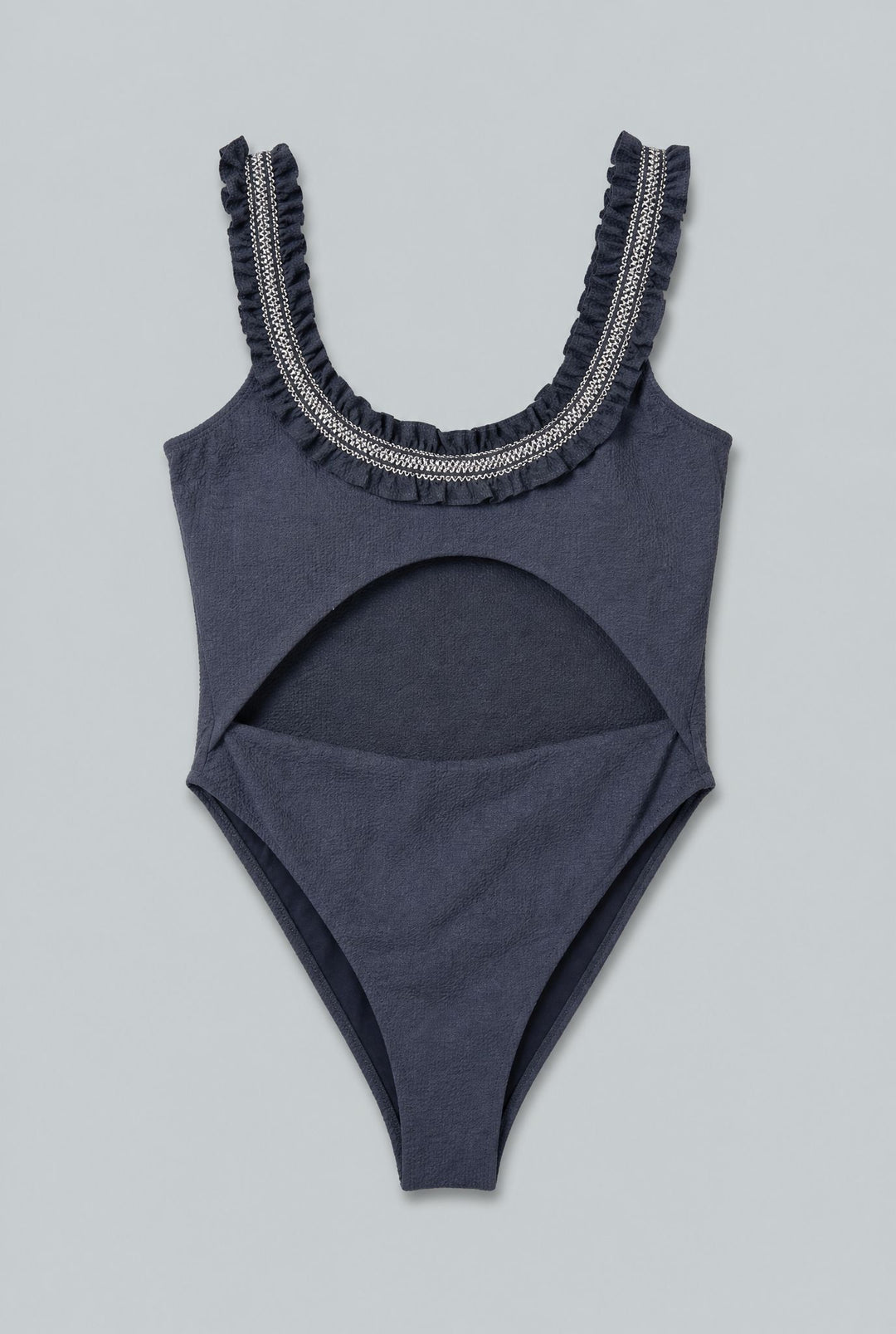 Ruffle Cut Out One Piece - Black