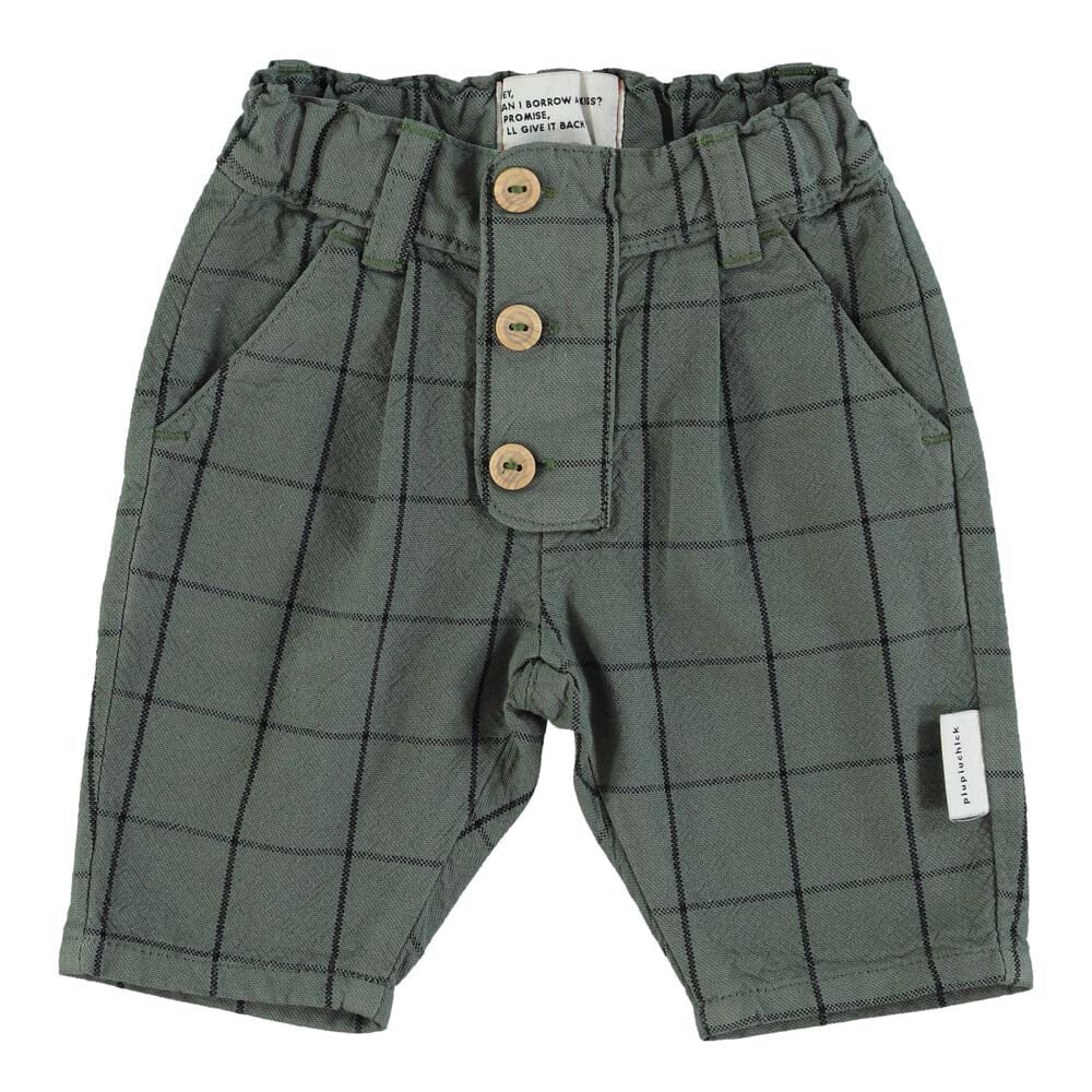 Baby Trouser w/ Buttons - Green Checkered Trousers Piupiuchick 