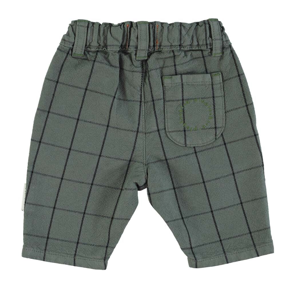 Baby Trouser w/ Buttons - Green Checkered Trousers Piupiuchick 