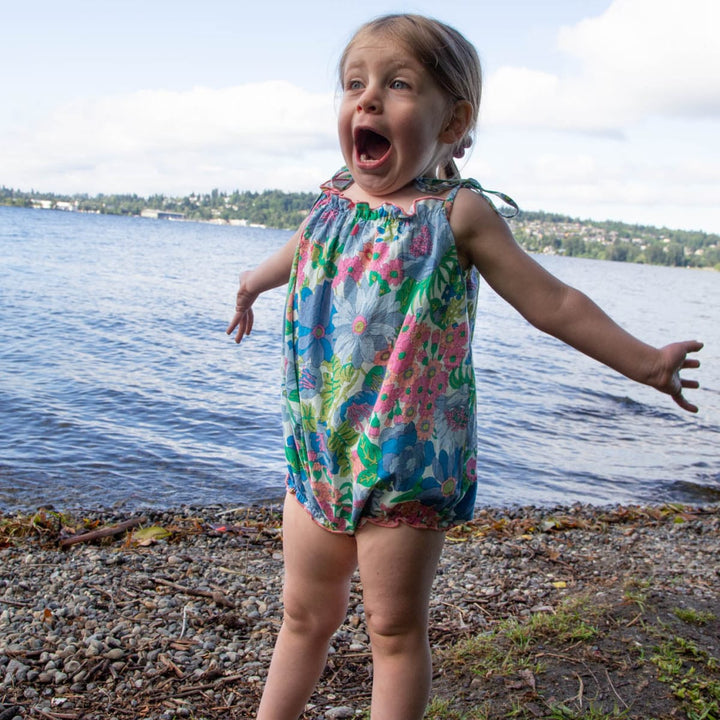 Open-tie Baby Strap Romper - Spring Floral