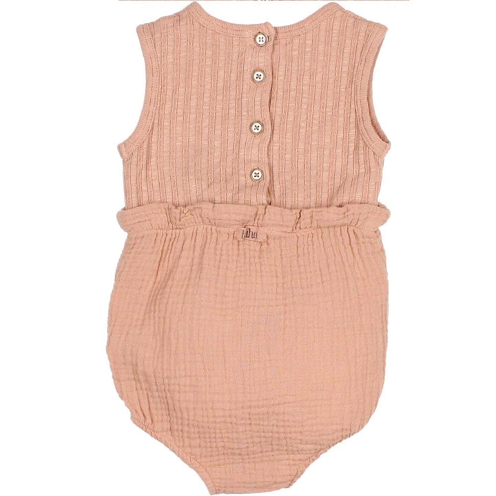 Rib Combination Romper with Bow Waist - Antic Rose One Pieces Buho 