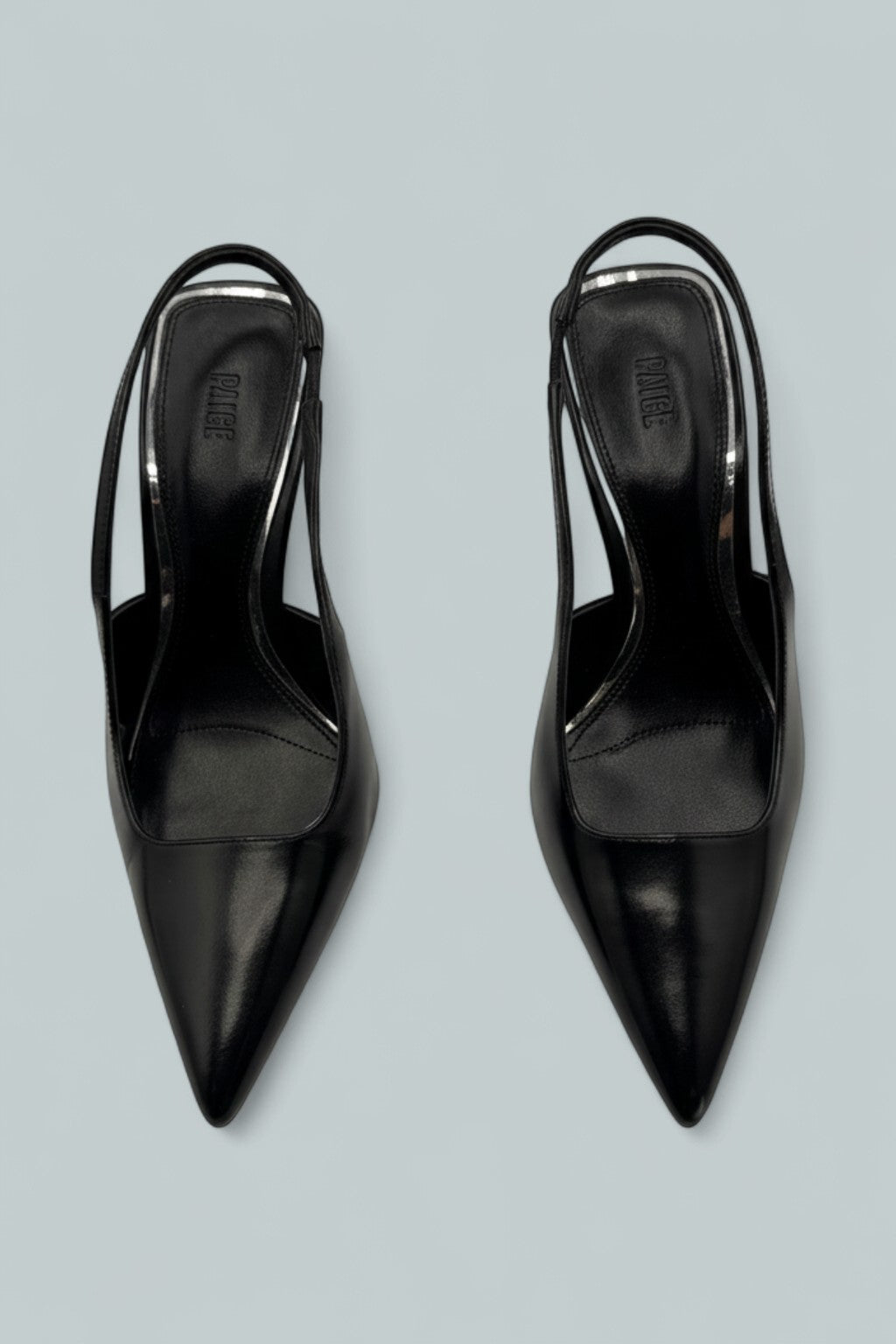 Women's Sienna Black Leather Slingback Pumps - Black