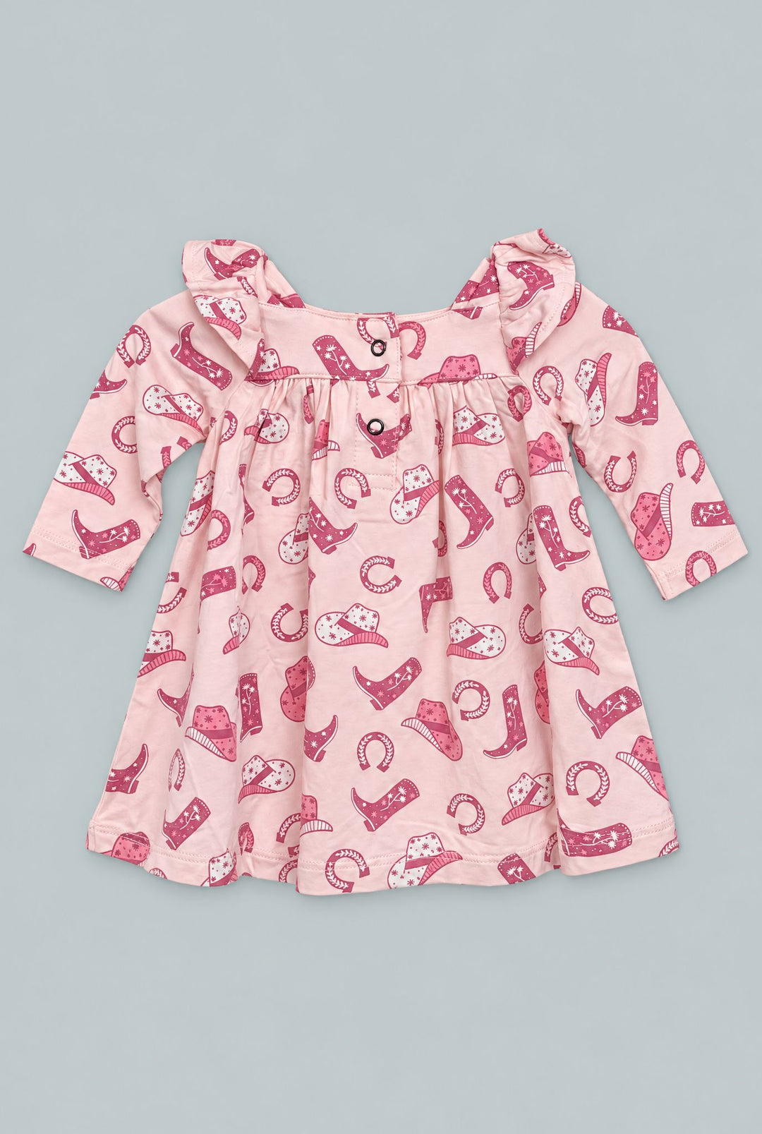 Pink Western Boots Ruffle Dress With Bloomer - Gwen