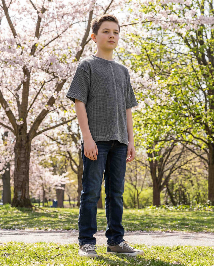 Acid Wash Waffle Tee - Black