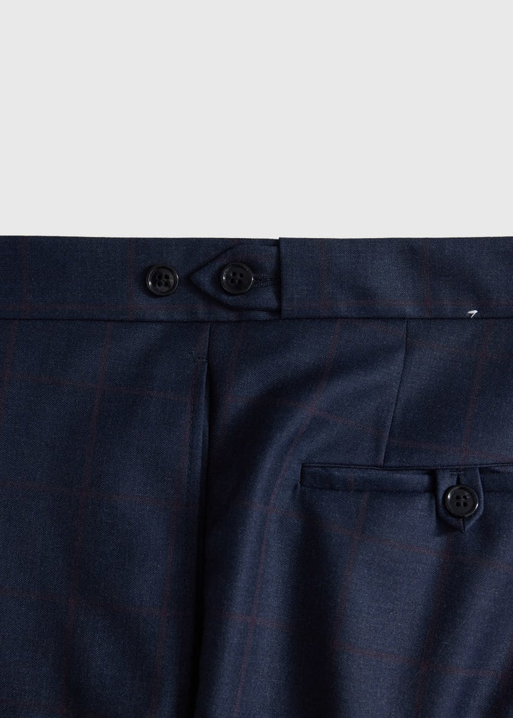 All Year Wool Windowpane Suit - Slate Blue