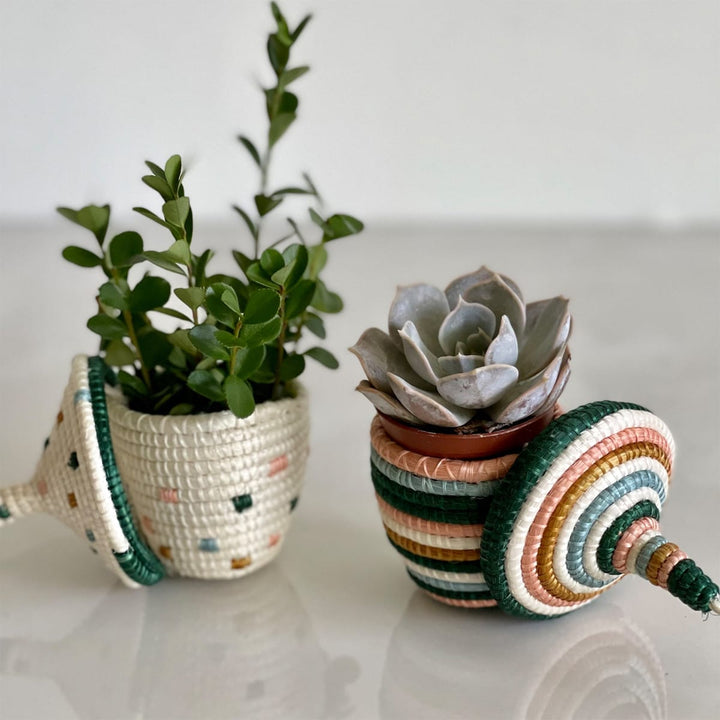 Green Mini Lidded Ornaments, Set of 2