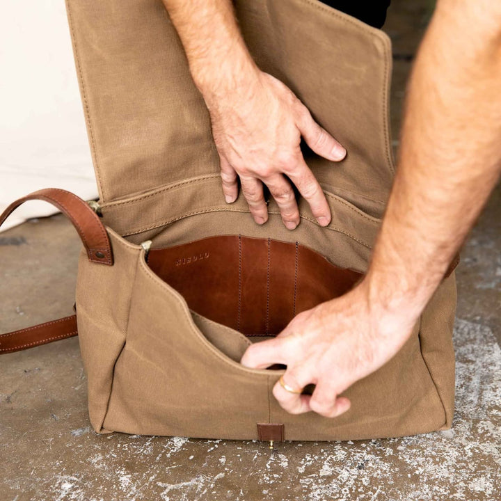 Loreto Messenger Bag Waxed Canvas - Olive - FINAL SALE