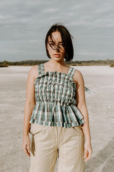 Inés Camisole - Pine Gingham