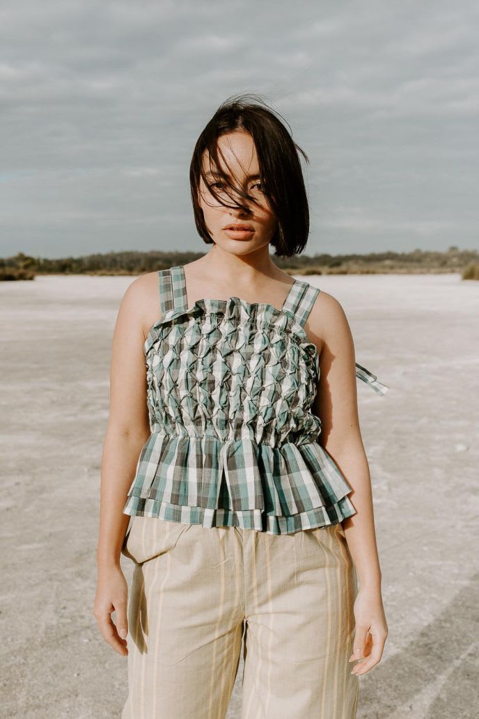 Inés Camisole - Pine Gingham