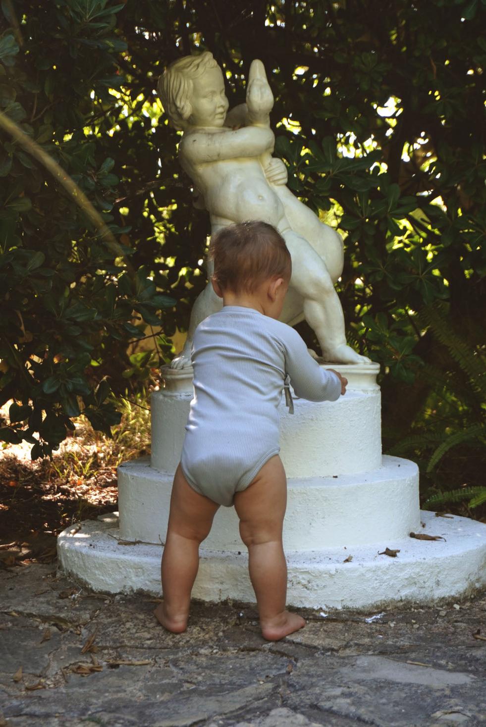 Organic Pima Cotton Kimono Baby Onesie - Light Blue