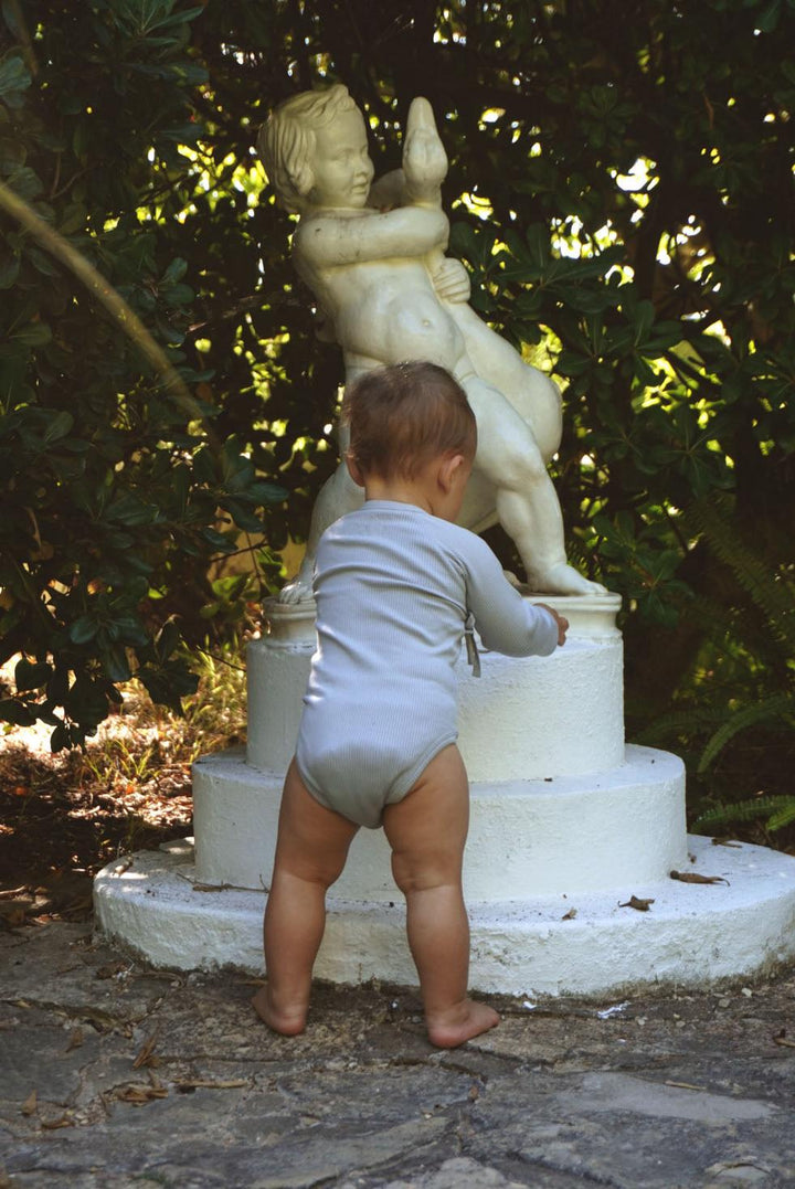 Organic Pima Cotton Kimono Baby Onesie - Light Blue