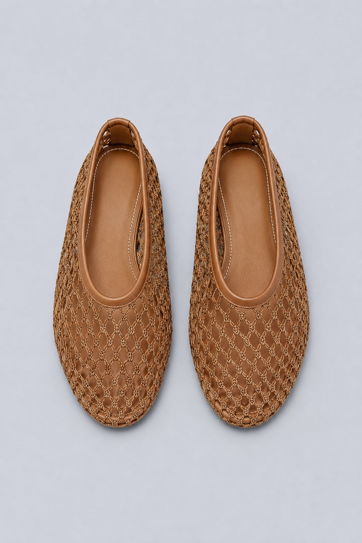 Women's Alba Net Ballet Flats - Tan Netting