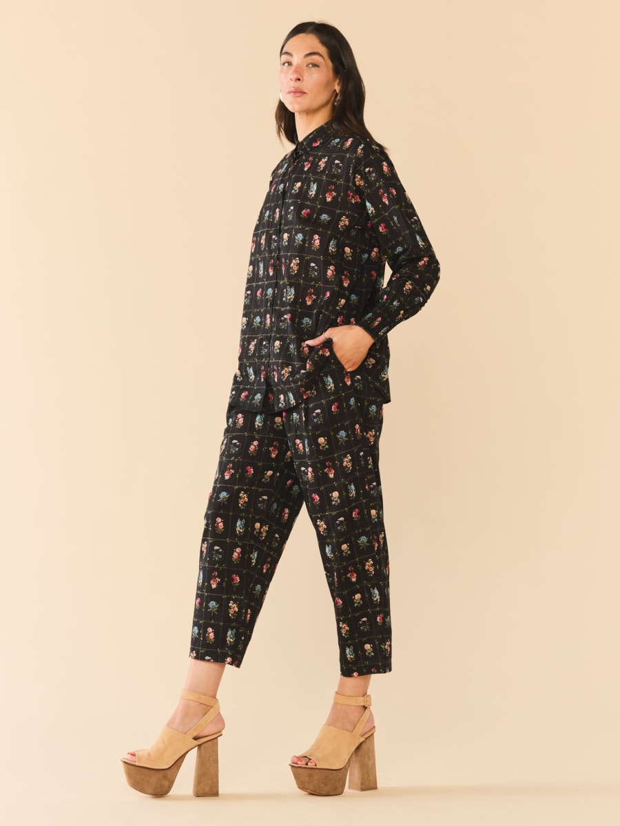 Katie Button Down - Florence Black Floral