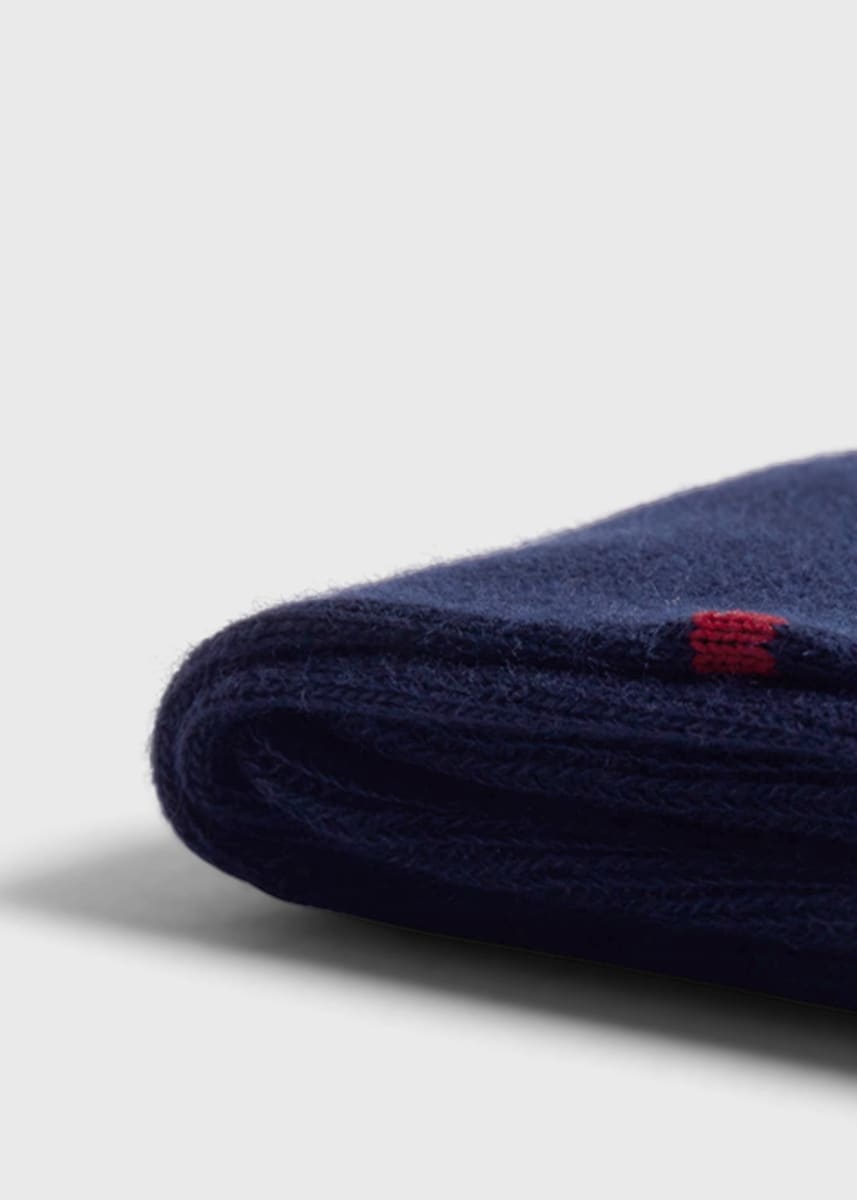 Cotton Blend Dotted Sock - Navy/Red