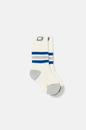 Organic Stripe Melange Baby Socks - Blue-Melange
