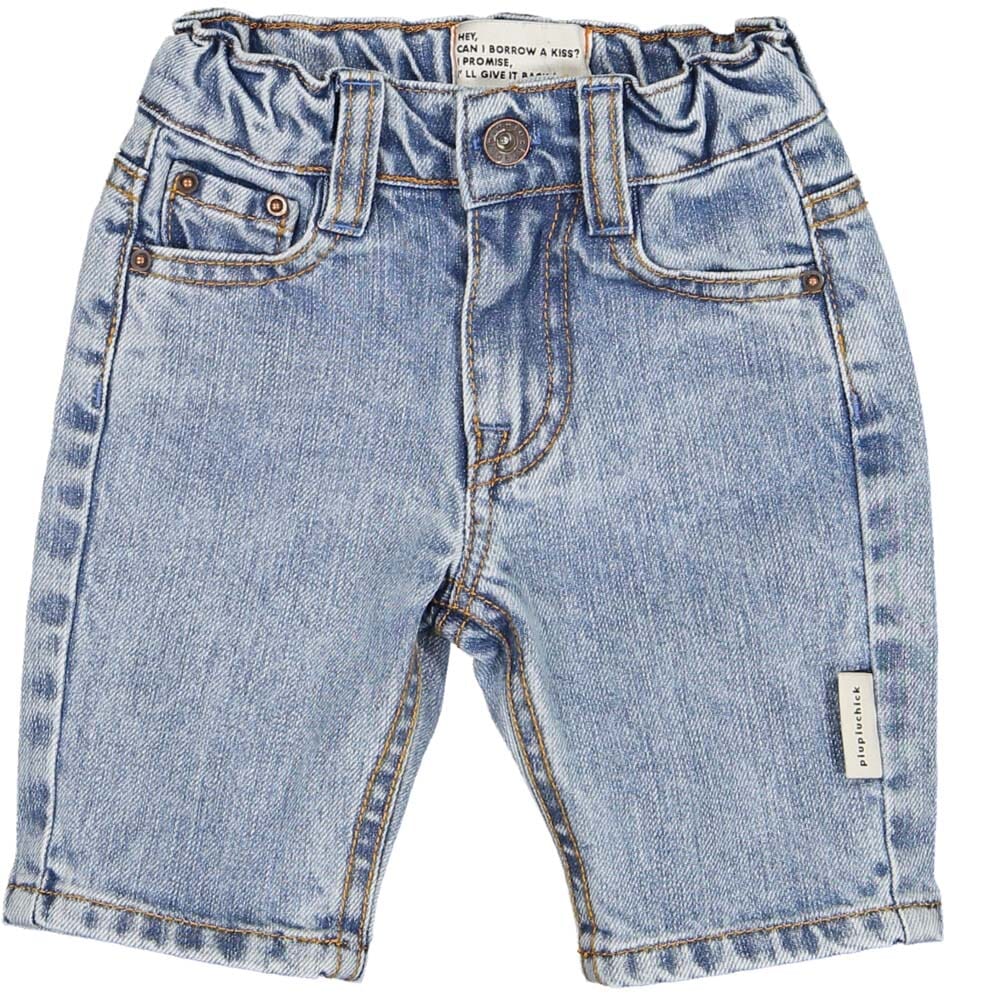 Baby Unisex Trousers - Washed Light Blue Denim Shorts Piupiuchick 