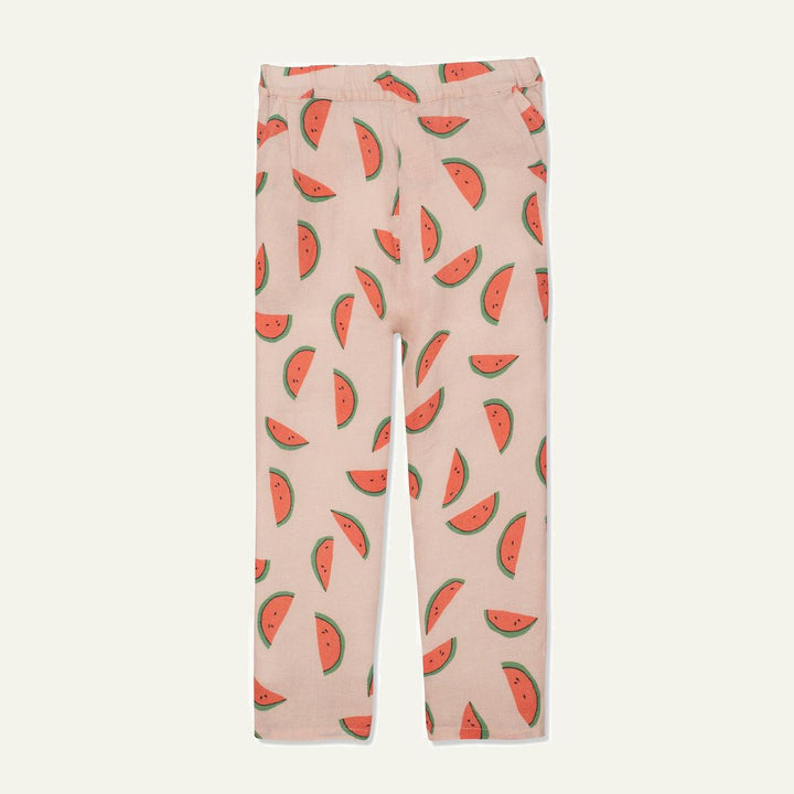 Watermelon Slices Linen Kid Pants - Misty Rose