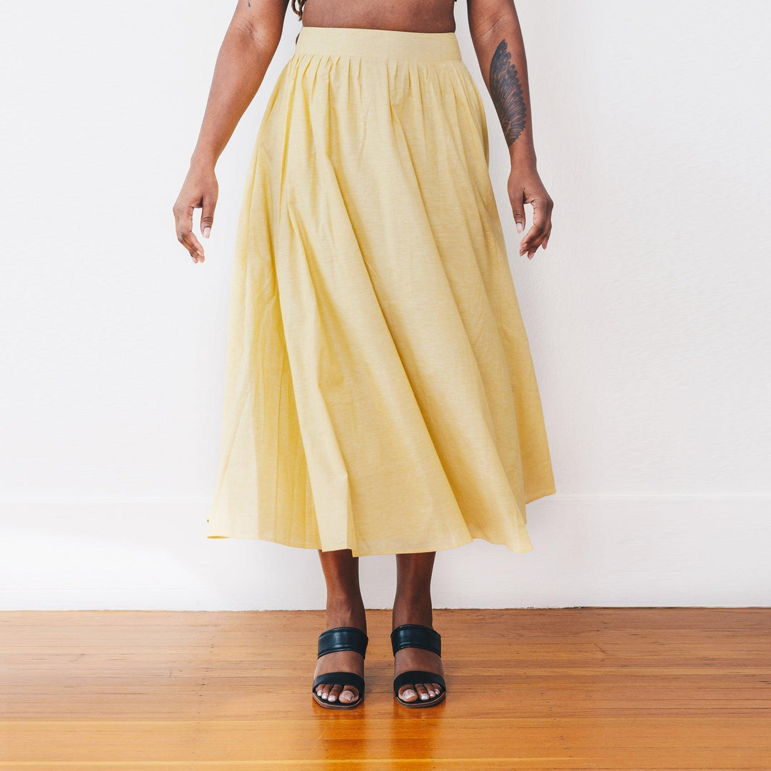 The Cotton/Silk Hazel Skirt - Chartreuse