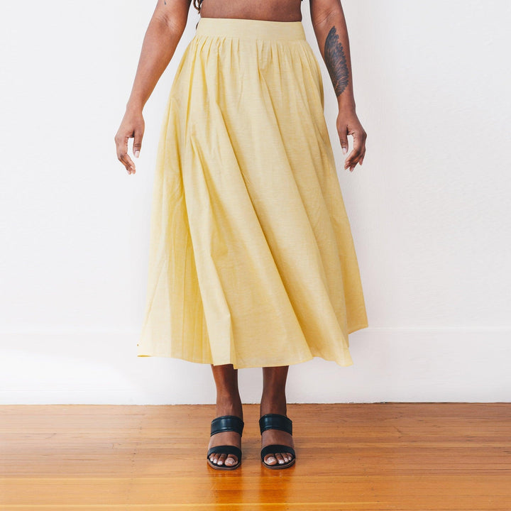 The Cotton/Silk Hazel Skirt - Chartreuse