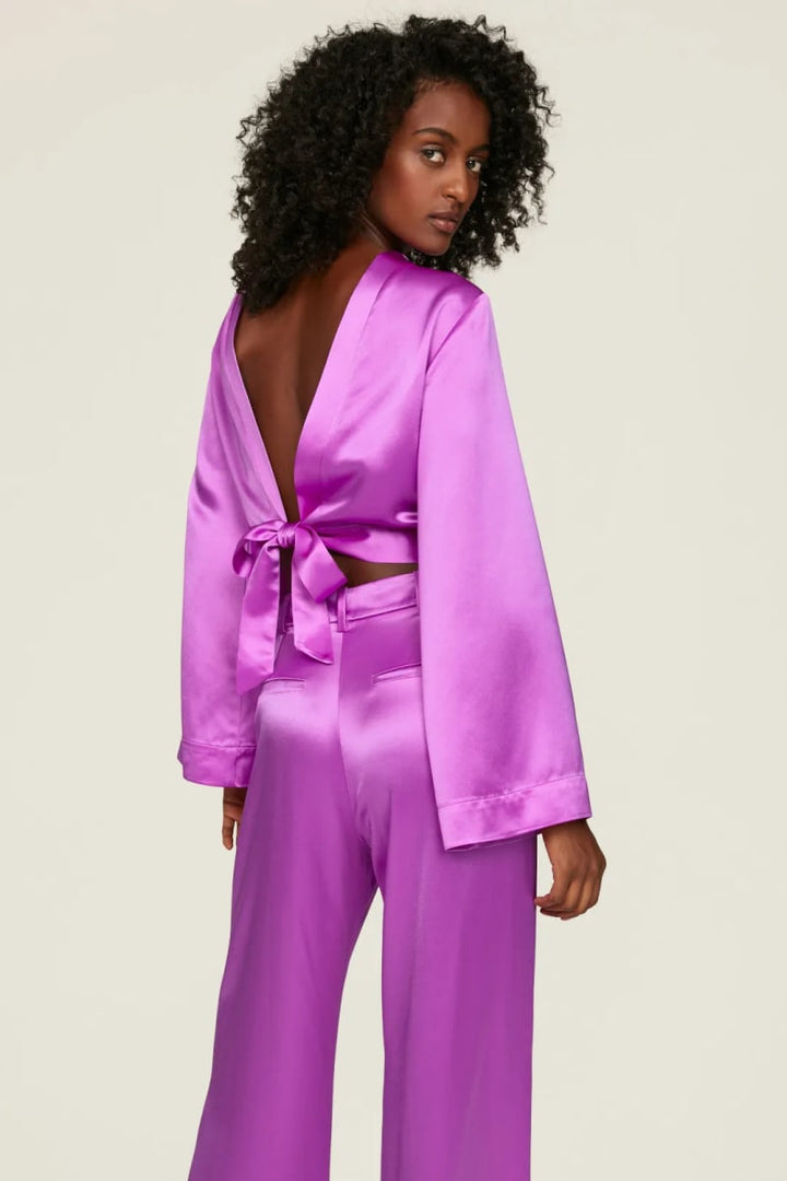 Silky Open Back Top - Pink