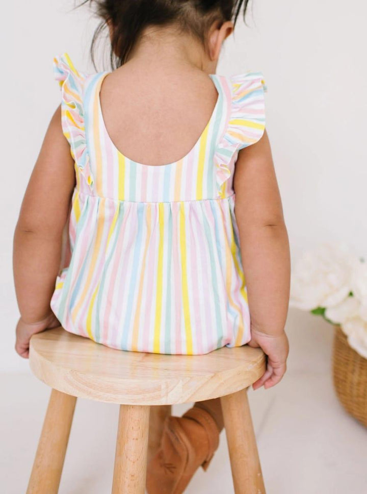 Amelia Romper - Pastel Stripe